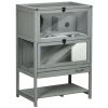 Hamster Cage Wooden 2-Tier Small Animal Hutch Exercise Playhouse Grey