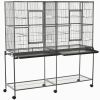 65"L Large Rolling Metal Bird Cage Bird House with Detachable Rolling Stand