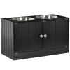Raised Pet Feeding Storage Station with 2 Stainless Steel Bowls Base for Large Dogs and Other Large Pets Black