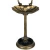 Antique Bronze Birdbath 32" with Planter Pedestal & Bird Statues Garden Decor