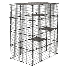 Cat Cage 4-Tier 40.98"x27.99"x55" DIY Cat Playpen Indoor Enclosure, Detachable Metal Wire Kennel Crate with 4 Doors