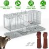 Humane Cat Trap Cage With Gloves Catch Release Live Animal Rodent Cage Collapsible Galvanized Wire for Raccoons Beavers Groundhogs Foxes Armadillos