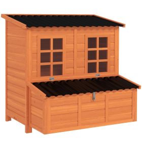 Wooden Chicken Coop with Nesting Box, Pull-Out Tray, Waterproof Roof, 39" Chicken House for 2-4 Chickens, Rabbits
