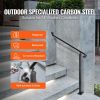 Handrails for Outdoor Steps 2-3 Step Railings Wrought Iron Handrail Stair Railings for Steps Black Iron Railings for Steps Wall and Floor Mounted with