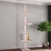 8.5' Vertical Cat Tree Adjustable Height Floor-To-Ceiling with 5 Carpeted Platforms & 3 Sisal Rope Scratching Areas Beige