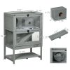 Hamster Cage Wooden 2-Tier Small Animal Hutch Exercise Playhouse Grey