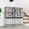 65"L Large Rolling Metal Bird Cage Bird House with Detachable Rolling Stand