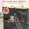 Multi-Level Cat Playpen Cage, 3-Tier Indoor Cat House with Built-in Litter Tray, Litter Scoop, Reversible Hammock for Kittens, Ferrets, Rabbits