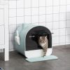 Covered Cat Litter Box, 17"x17"x18.5", Indoor with Lid, Tray, Scoop, Filter, Green