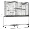 65"L Large Rolling Metal Bird Cage Bird House with Detachable Rolling Stand