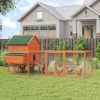 137" Wooden Chicken Coop for 8-10 Chickens, Backyard, Orange