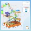 18" 5-Tier Hamster Cage with Portable Carry Handle, Tubes and Tunnels, Includes Water Bottle, Food Dish & Exercise Wheel, Orange