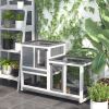 Elevated Bunny Cage Indoor Rabbit Hutch with Wheels Ramp Removable Tray for Guinea Pigs Gray