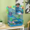 5 Tiers Hamster Cage, Extra Large, Small Animal House, Wheels, Tubes, Water Bottle, Ladder, Blue