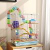 5-Tier Hamster Cage, Portable Animal Travel Carrier with Exercise Wheels, Tube, Light Blue