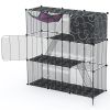3-Tier Cat Cage Enclosure Indoor Cat Cage Playpen With Hammock Toy Ball Ladder DIY Iron Wire Cat House Kennels Crate For 1-2 Cats Ferret Rabbit Small