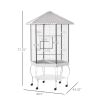 77" Flight Bird Cage Hexagon Covered Canopy, Portable Bird Aviary With Storage, Gray and White