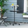 Bird Feeder Stand Portable Parrot Perch Play Stand with Wheels Stainless Steel Bowls Round Tray Grey