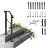 Handrails for Outdoor Steps, Fit 1 or 2 Steps Outdoor Stair Railing, Arch#1 Wrought Iron Handrail, Flexible Porch Railing