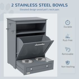 Pet Feeder Stations, Lockers, Dog Food Storage Containers (Option: GREY)